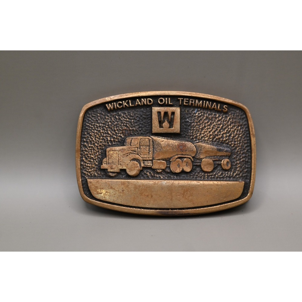 Vintage 1976 BTS Wickland Oil Terminals Belt Buckle Trucking Oilfield Tanker